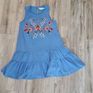Davi & Dani blue floral embroidered dress.  Size S